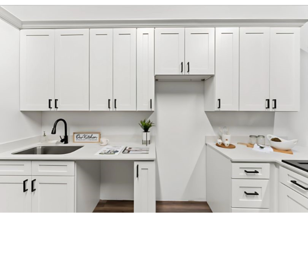 Sleek All-White Kitchen: Bold Black Hardware for a Striking Modern Edge