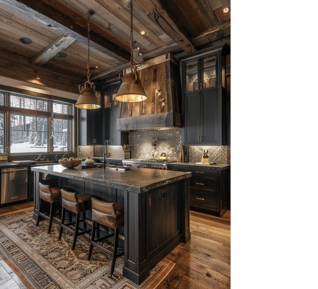 Moody & Modern: Black Cabinetry and Countertops Meet Rich Wood Accents for a Bold Kitchen Statement