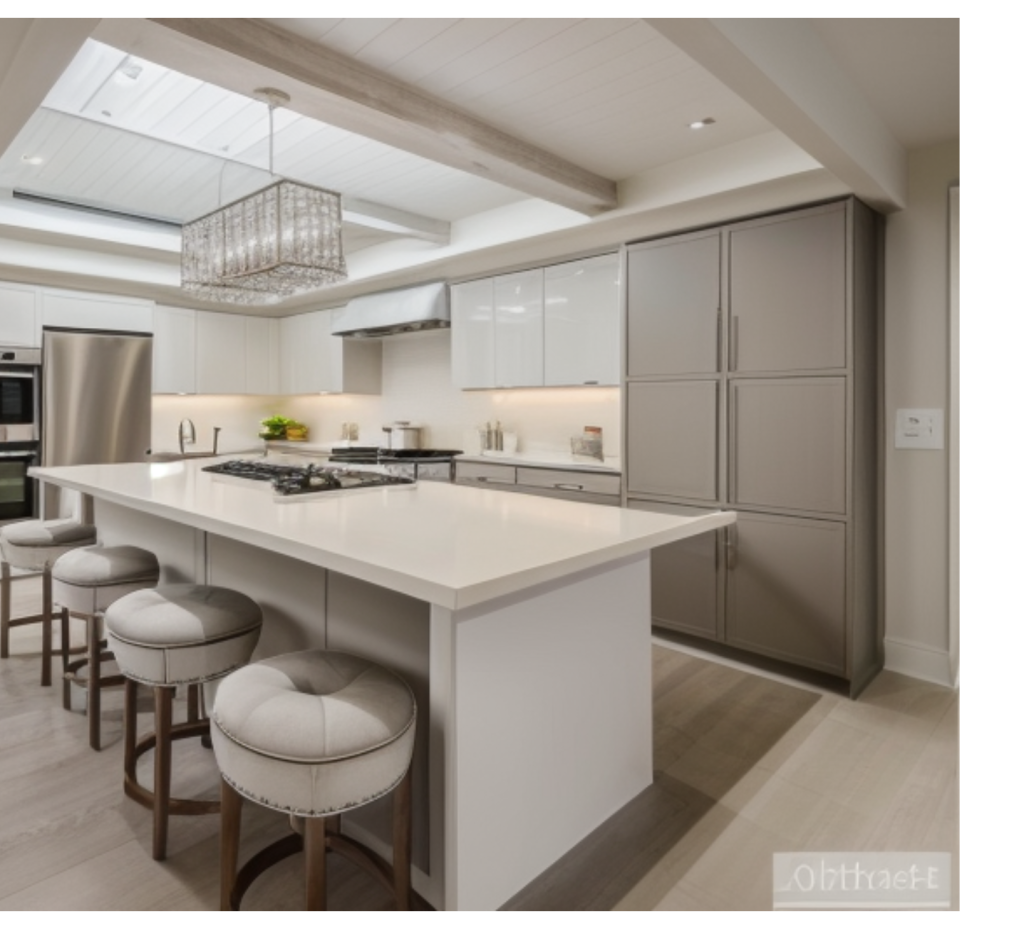 Soft & Sophisticated: White Finishes and Nude Cabinets Blend Seamlessly for a Light, Elegant Kitchen Look