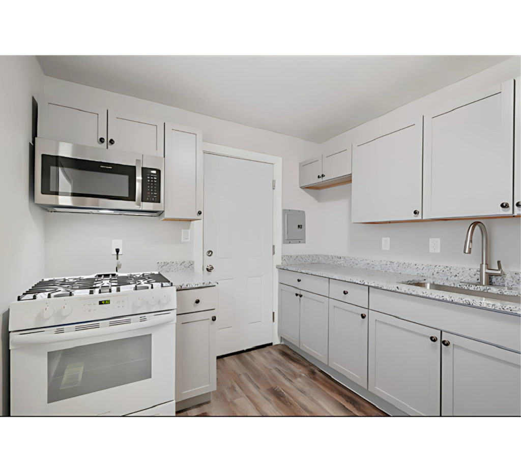Modern Light Gray Kitchen: Speckled Counter Charm