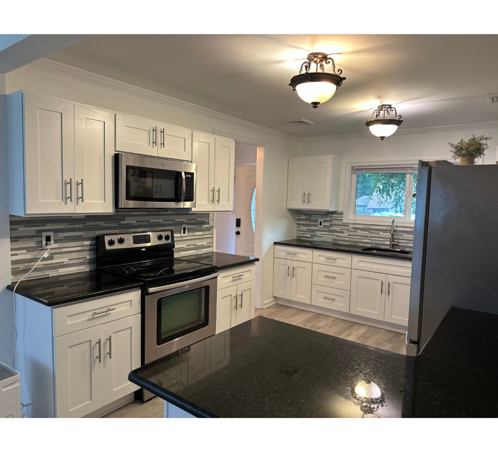 Classic Whites & Dark Counters: A Timeless Kitchen Design