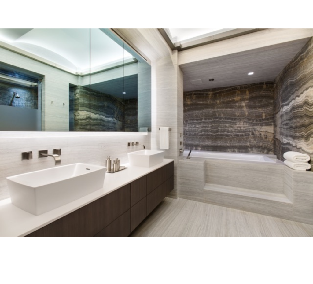 Sleek Lines & Striking Stone: A Modern Bathroom Retreat