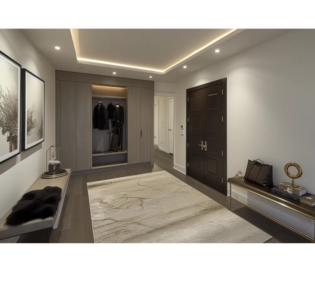 Streamlined Storage & Soft Lighting: An Elegant Entryway
