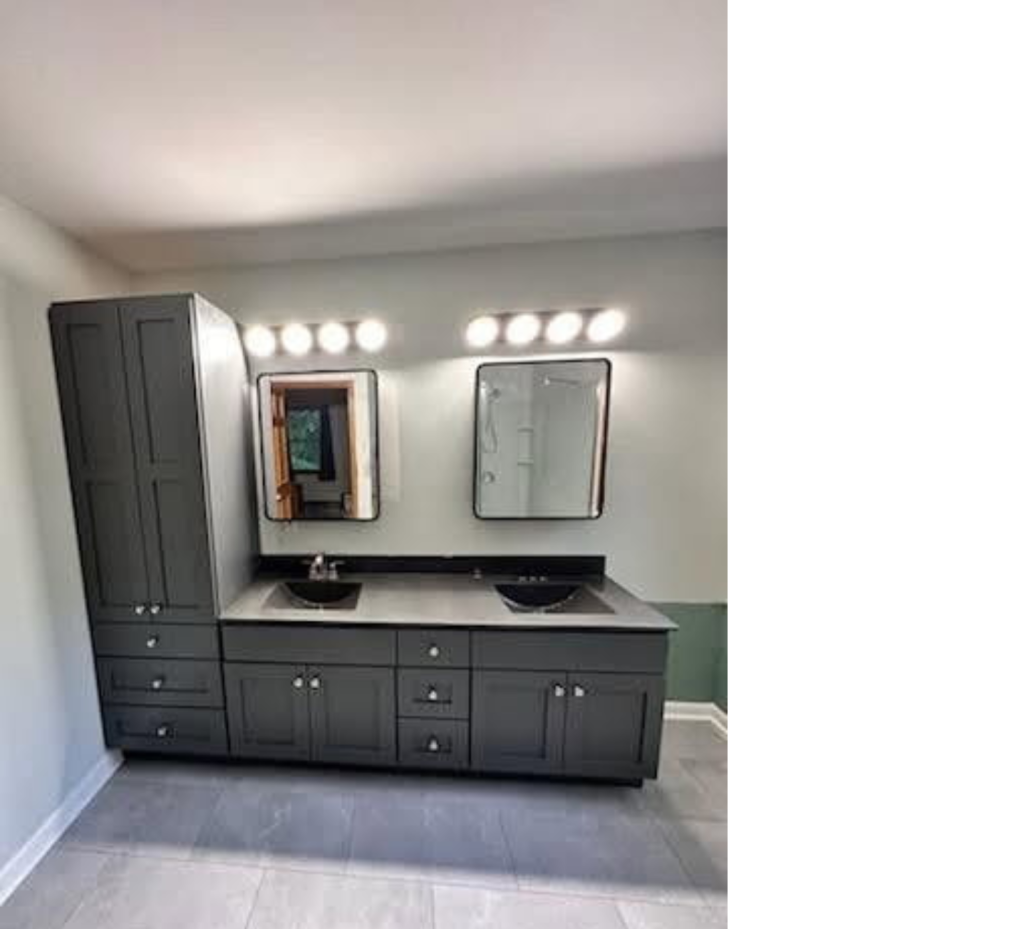 Modern Grey & Dark Accents: A Stylish Double Vanity