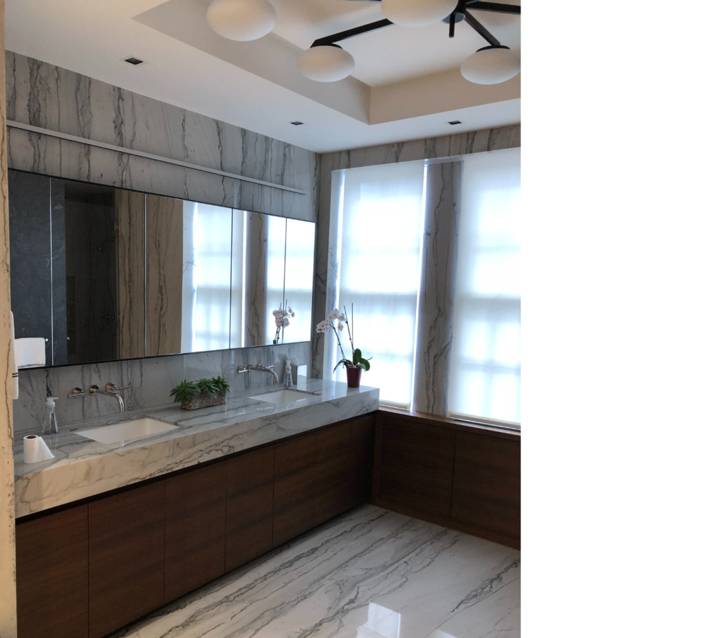 Rich Wood & Veined Stone: A Spa-Inspired Double Vanity