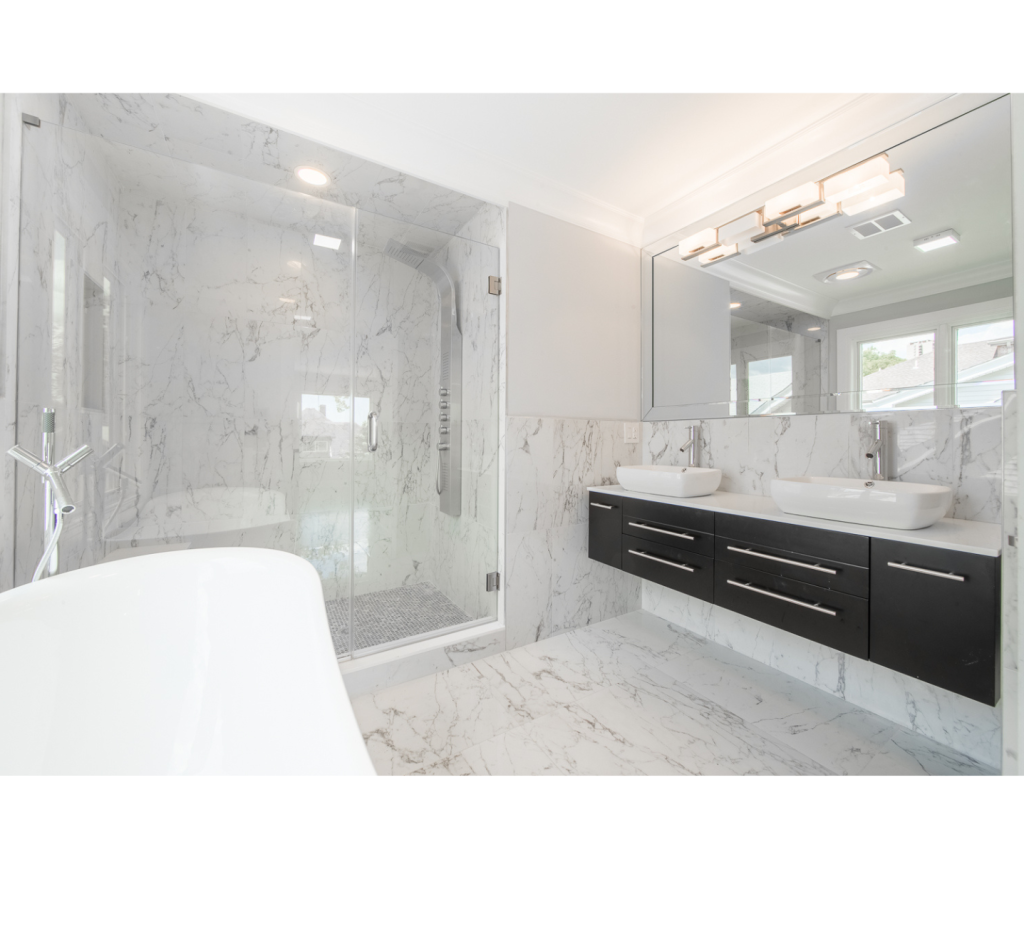 Bold Ebony & Carrara Elegance: A Modern Bathroom Statement