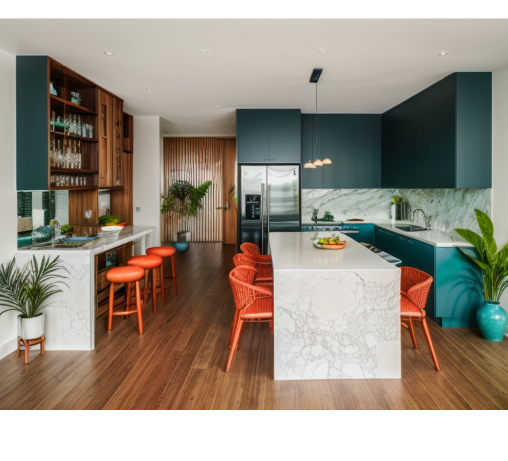 Bold Teal & Warm Wood Accents: An Eclectic Kitchen Hub
