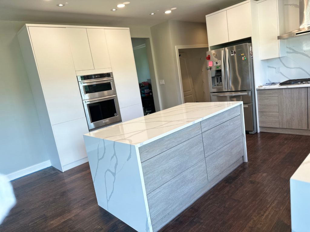 Waterfall Edge Elegance: A Modern Kitchen Island