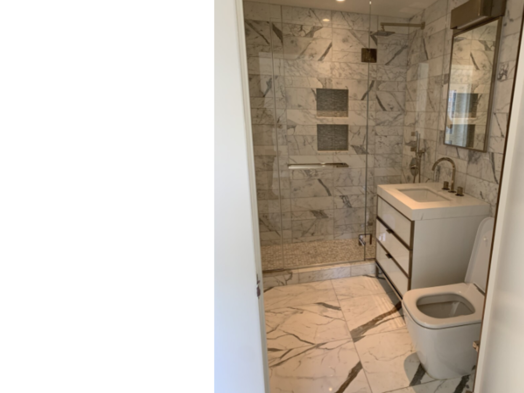 Compact Marble Elegance: A Stylish Bathroom Nook