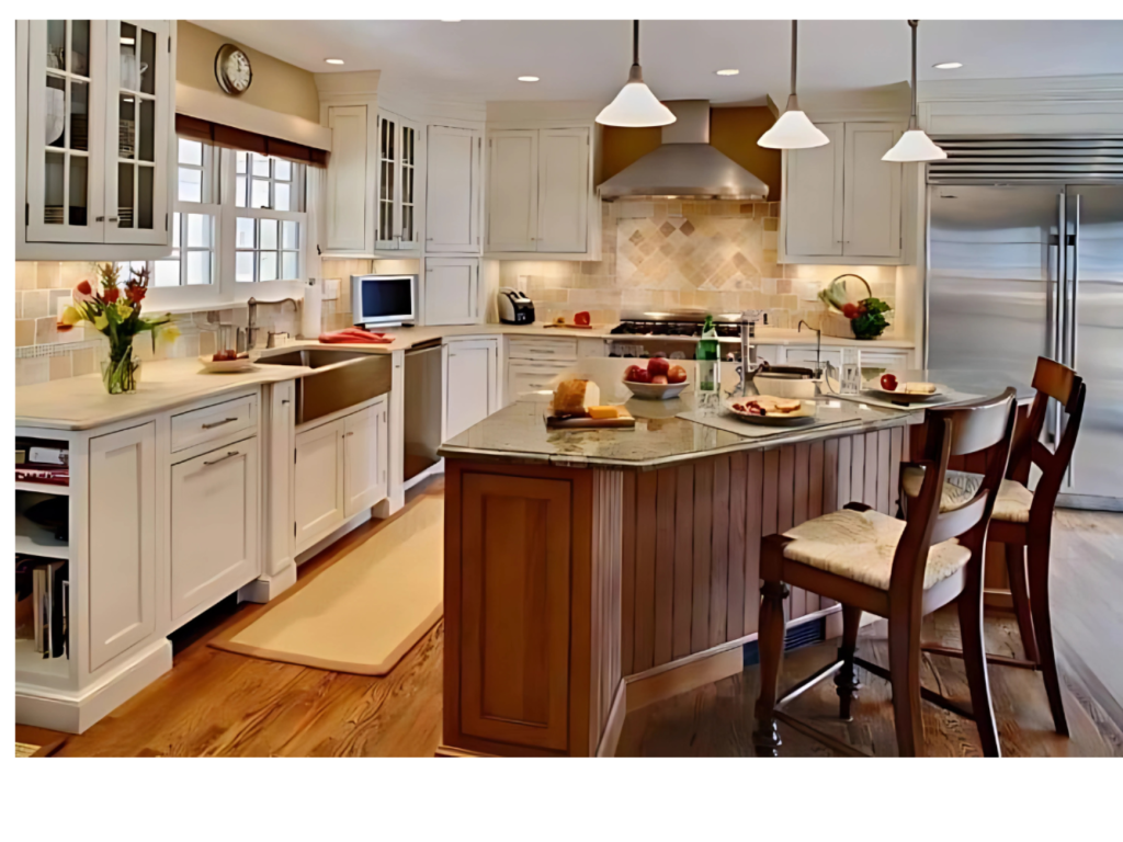 Charming Mix: White & Wood Cabinets in a Warm Kitchen