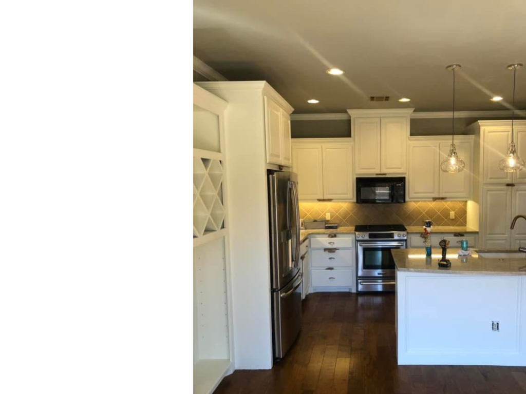 Bright White Kitchen: Warm Backsplash Accent