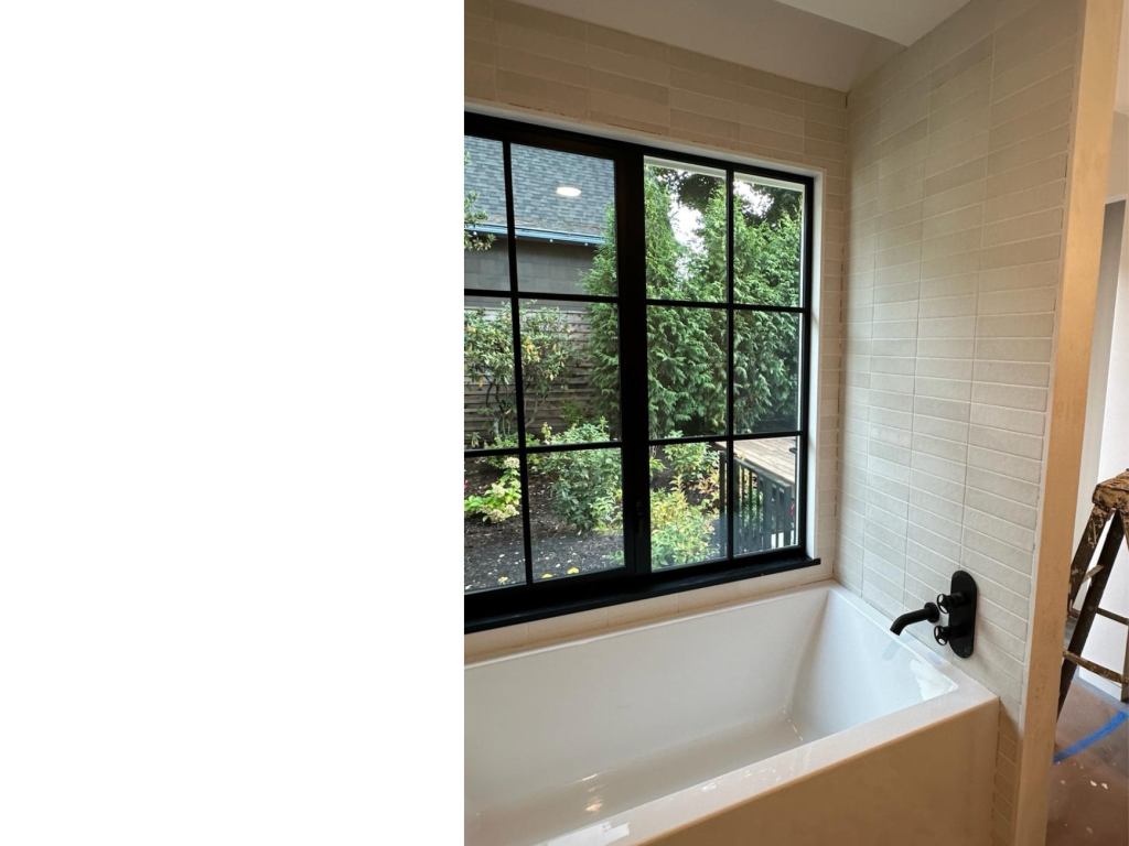 Modern Window Bath: Black Steel & Natural Light