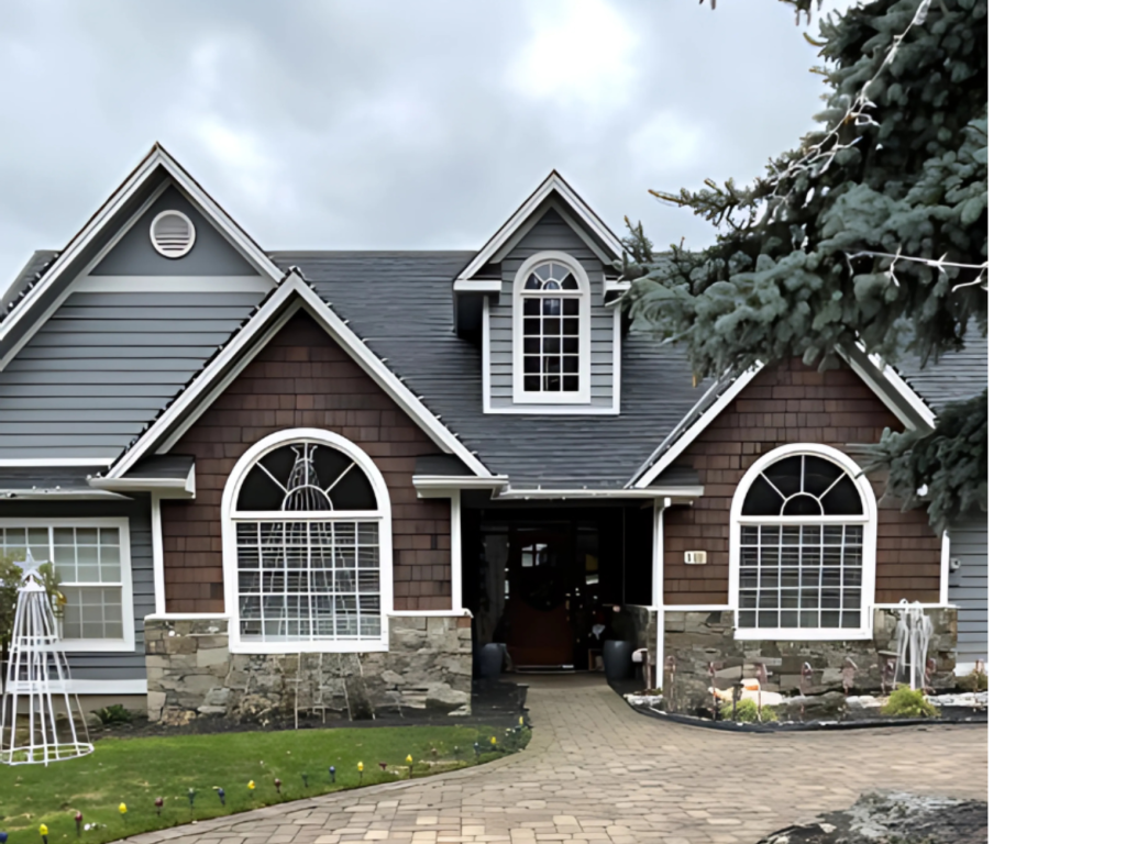 Charming Two-Story Home: Blending Stone, Siding & Shake