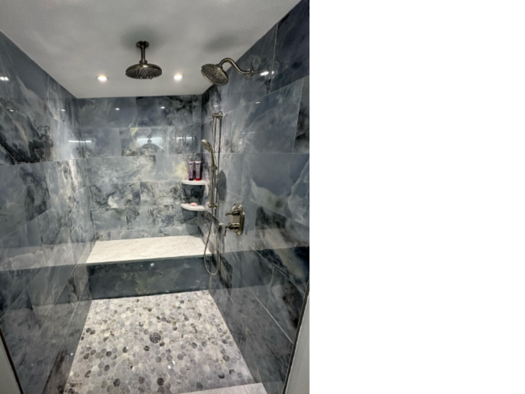 Luxurious Grey Marble Shower: A Modern Spa Retreat