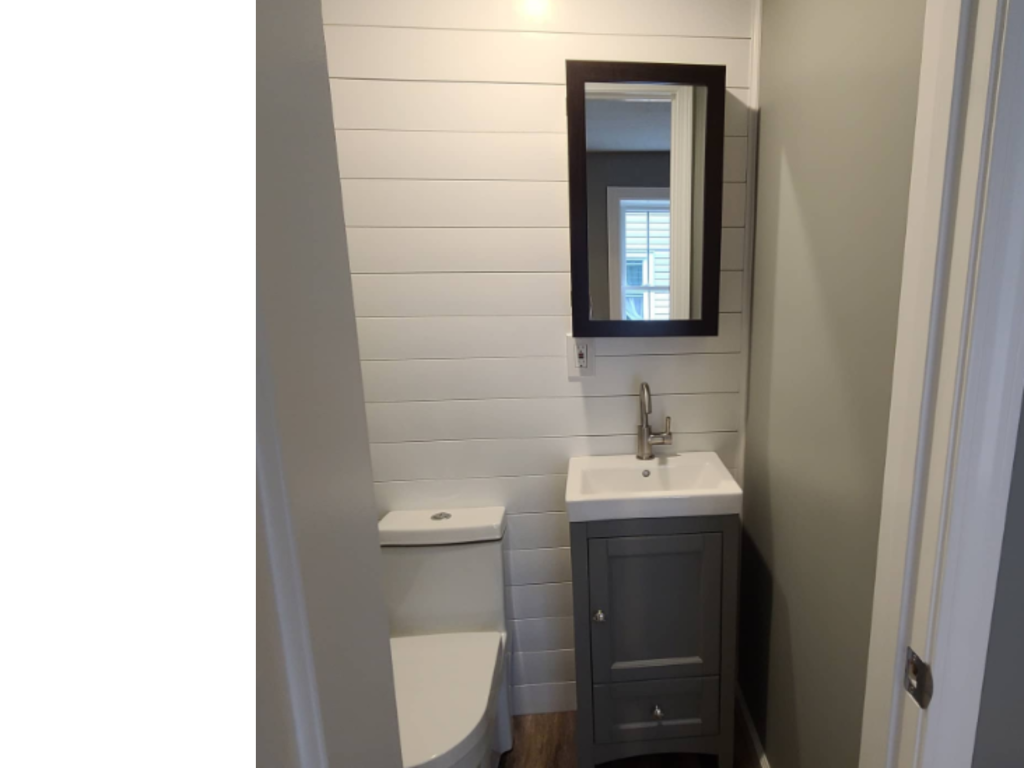 Compact Grey Vanity: Efficient Small Bathroom Design