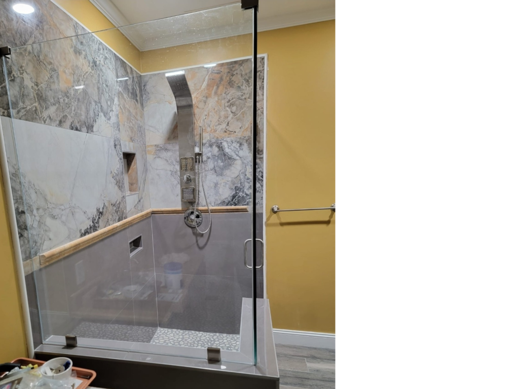 Spa-Inspired Shower: Carrara Marble Detail