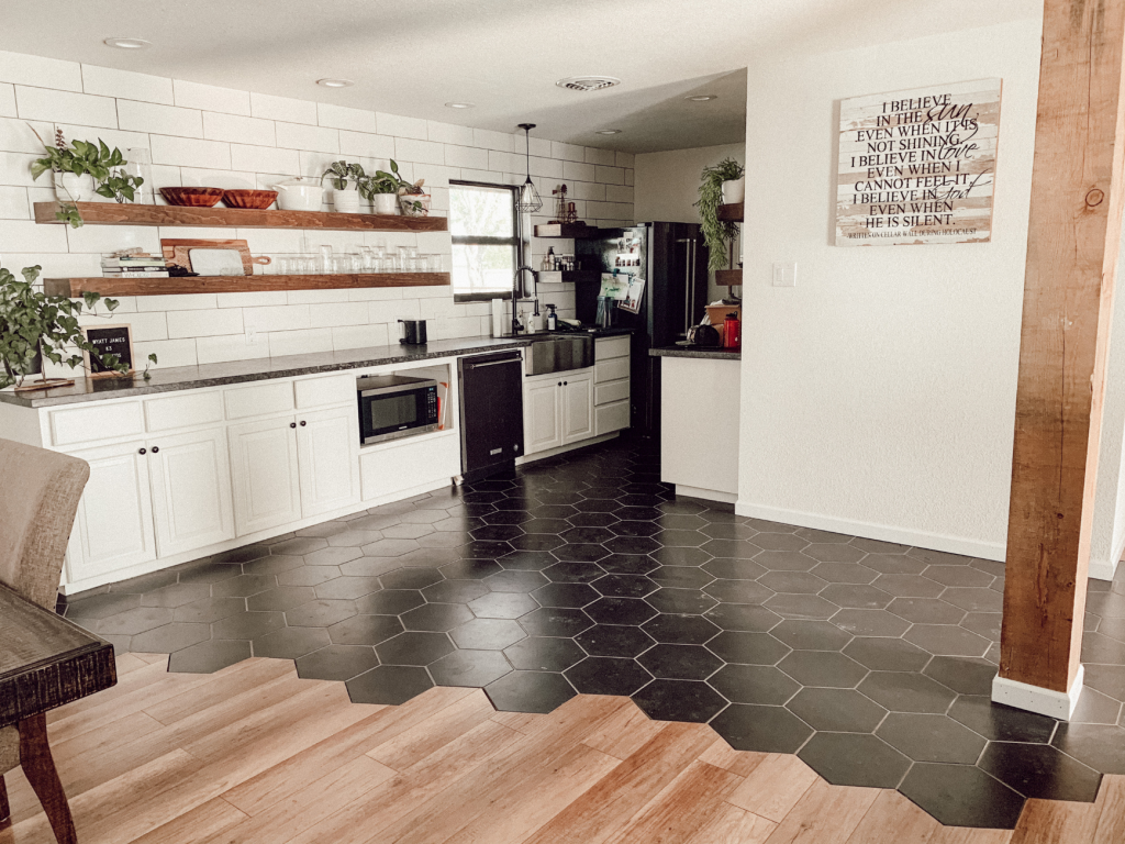 Modern Farmhouse Kitchen: Bold Hexagon Floor