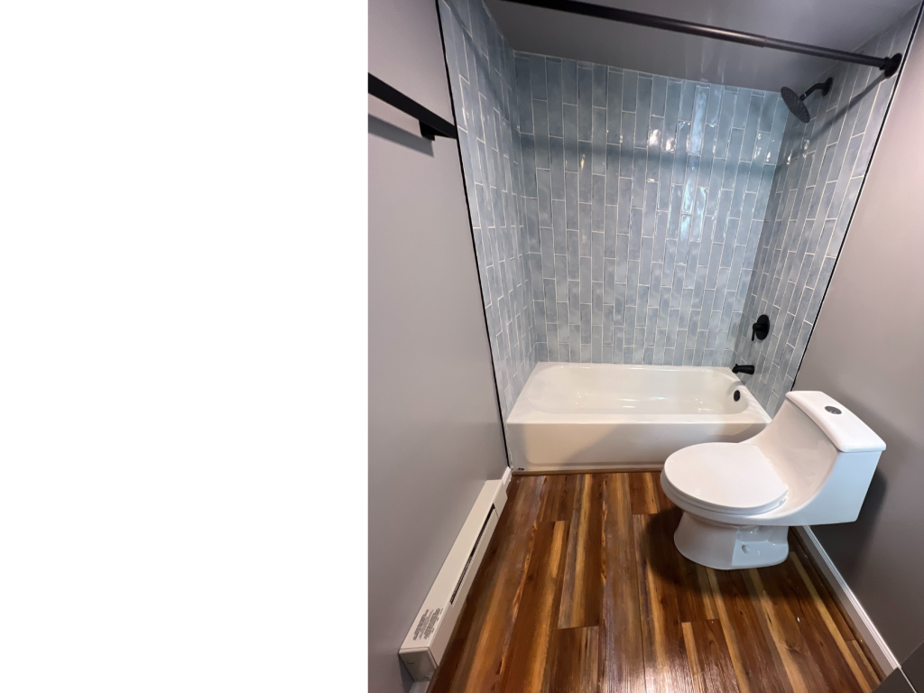 Efficient & Modern: Light Blue Tiled Shower Space