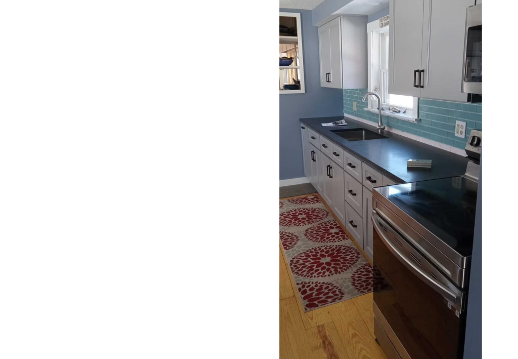 Fresh & Modern: Light Gray Cabinets with a Vibrant Blue Backsplash