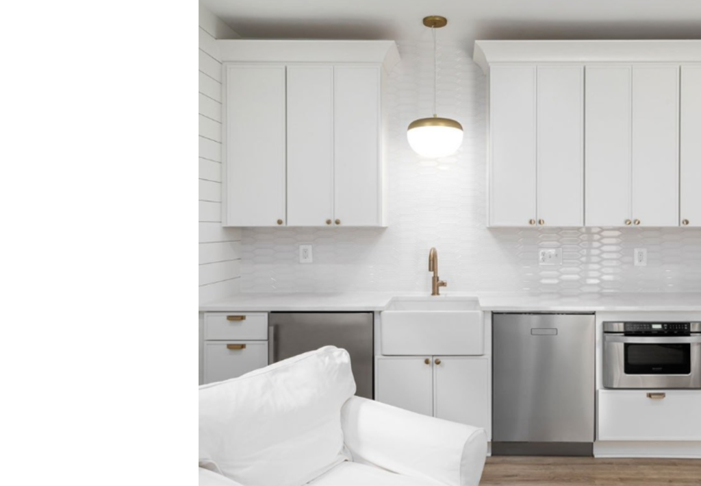 Bright & Gold Accented: A Stylish White Kitchen