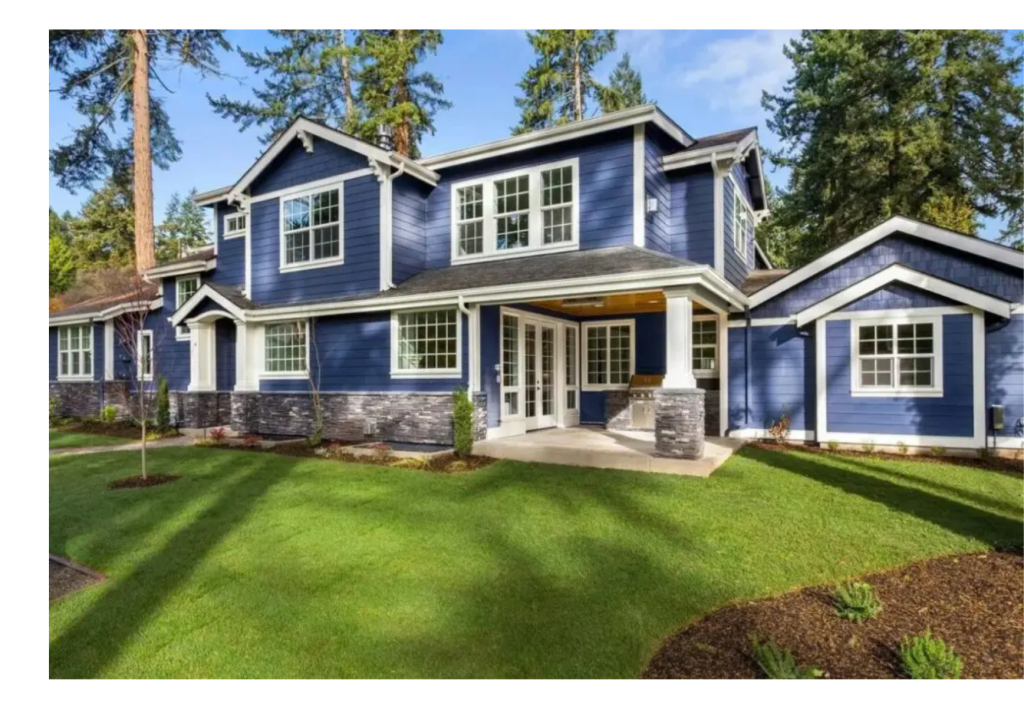 Striking Blue Exterior: A Beautiful Family Home