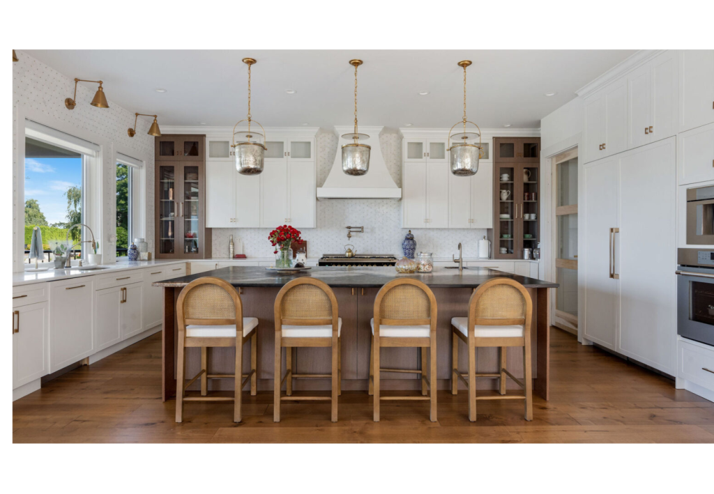 Elegant Kitchen with Rattan Island Seating