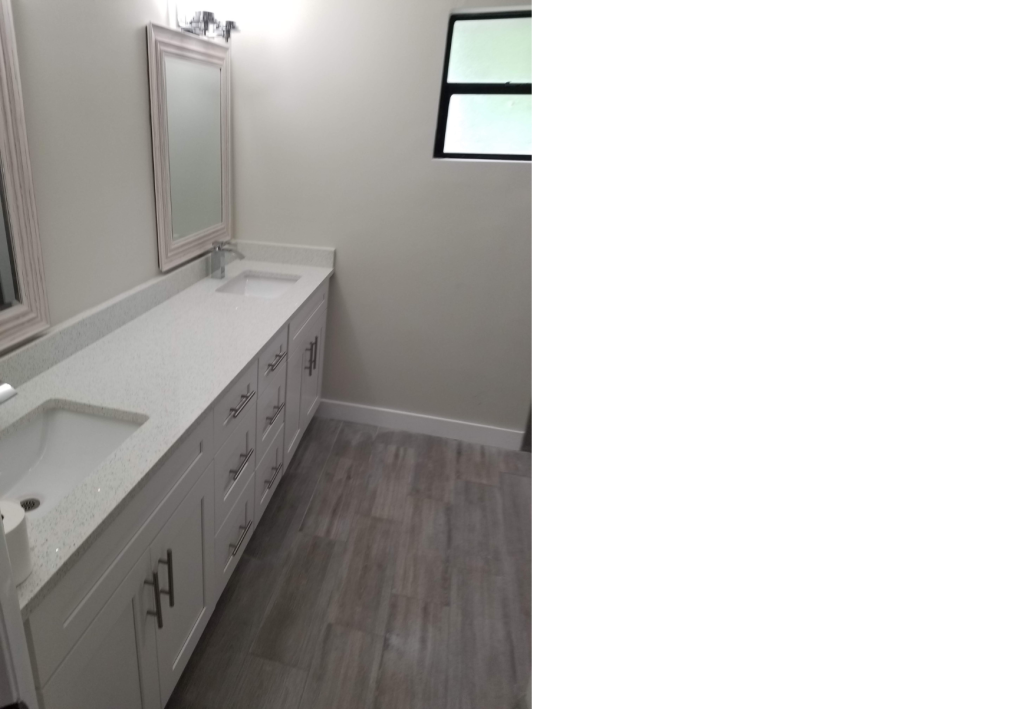 Expansive Elegance: A Long Vanity in a Bright Bath