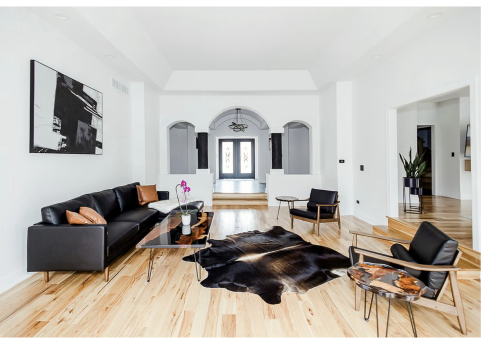 Bright Contrast: Modern Living with Dark Accents