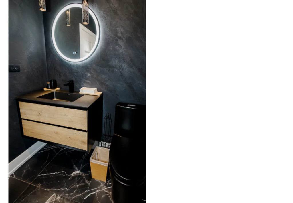Moody Elegance: Modern Powder Room with LED Mirror
